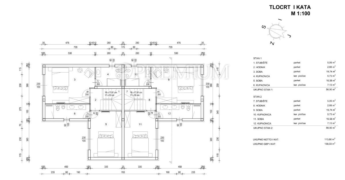 Malinska, Terreno edificabile, progetto per casa bifamiliare