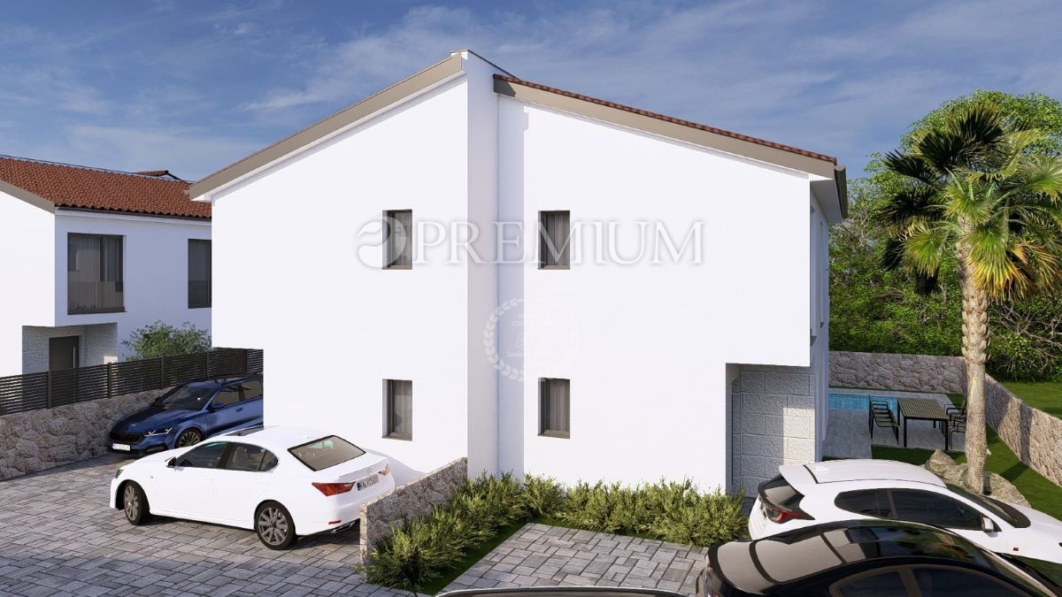 Malinska, nuova casa, 100 m², con vista mare e piscina
