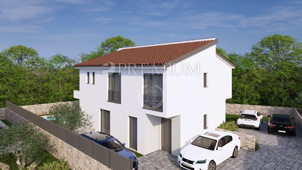 Malinska, nuova casa, 100 m², con vista mare e piscina