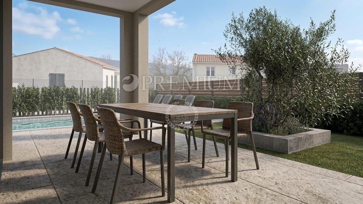 Malinska, casa bifamiliare con piscina, nuova, Krk!