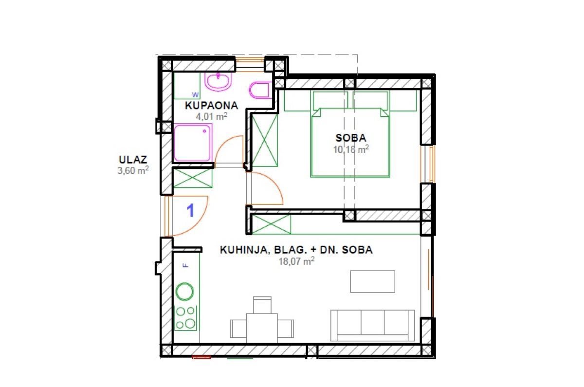 Appartamento, per la vendita, Njivice, Croazia, 32 m2, 200.000,00 EUR