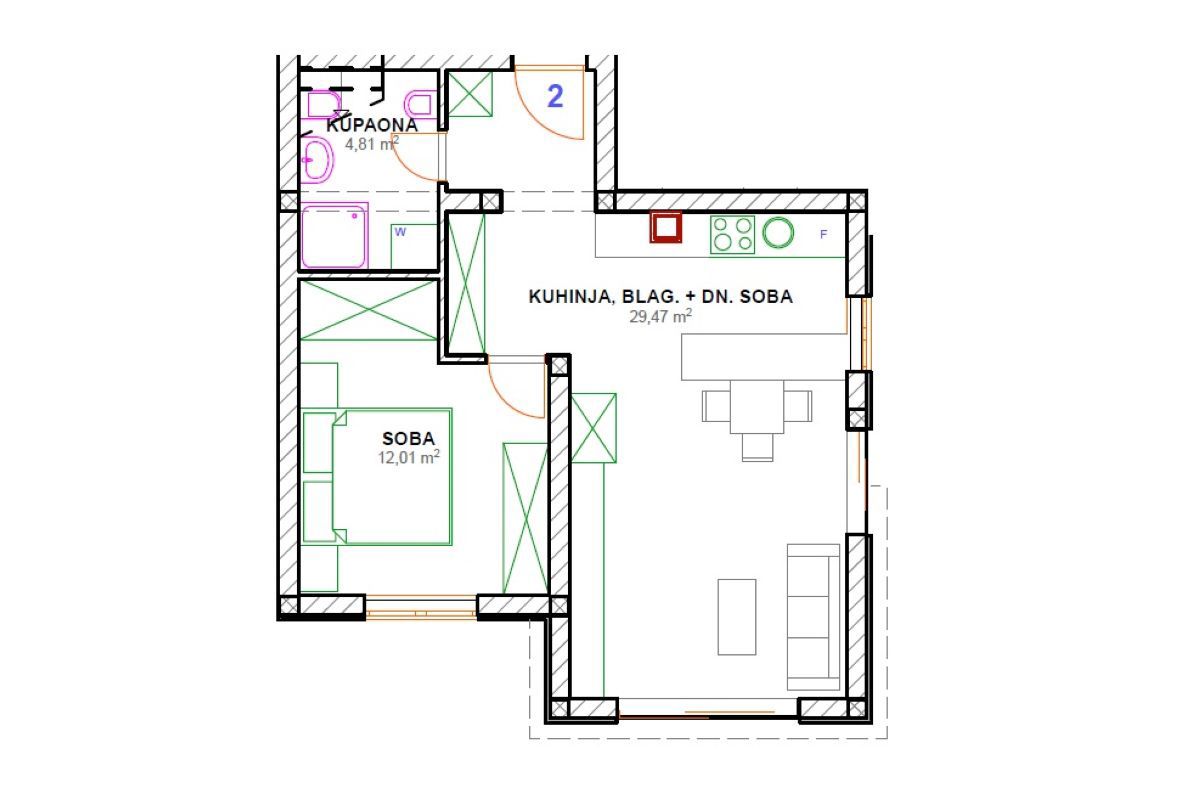 Appartamento, per la vendita, Njivice, Croazia, 46 m2, 300.000,00 EUR