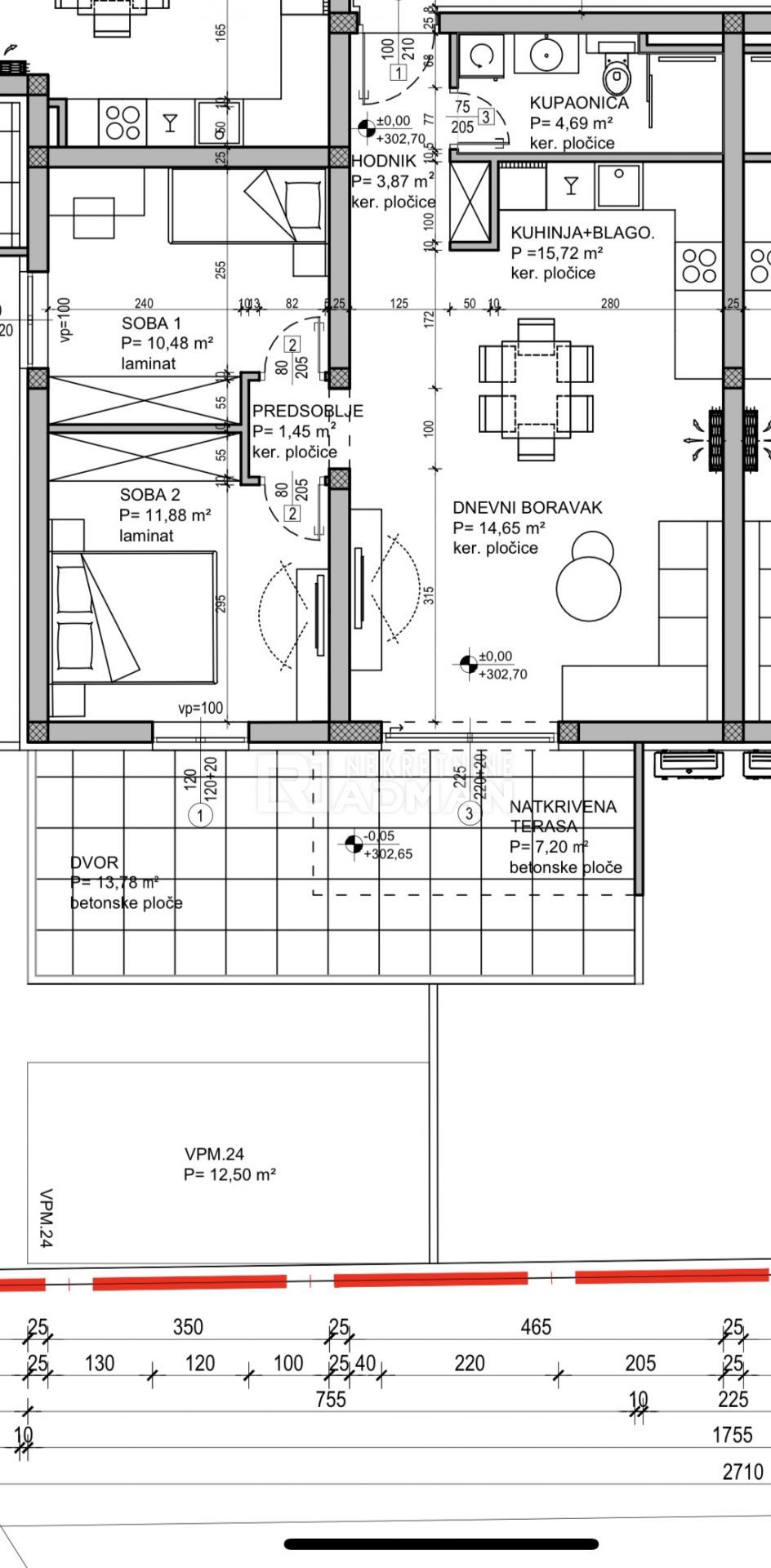 Appartamento Dugopolje, 80m2