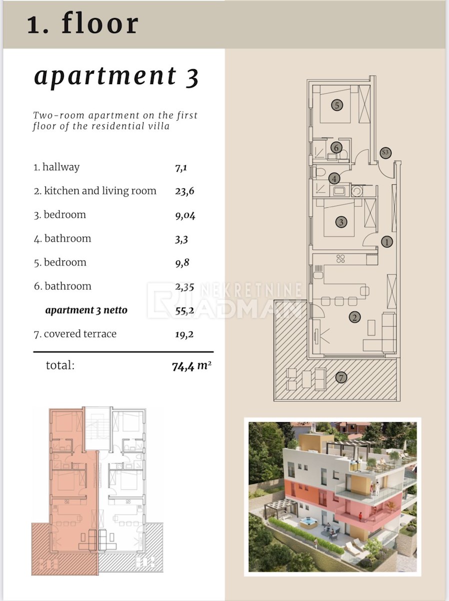 Appartamento Čiovo, Trogir, 148,50m2