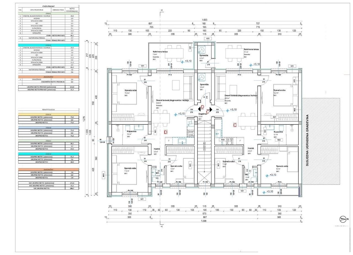 TAR - APPARTAMENTO IN NUOVA COSTRUZIONE AL PRIMO PIANO, 2 CAMERE