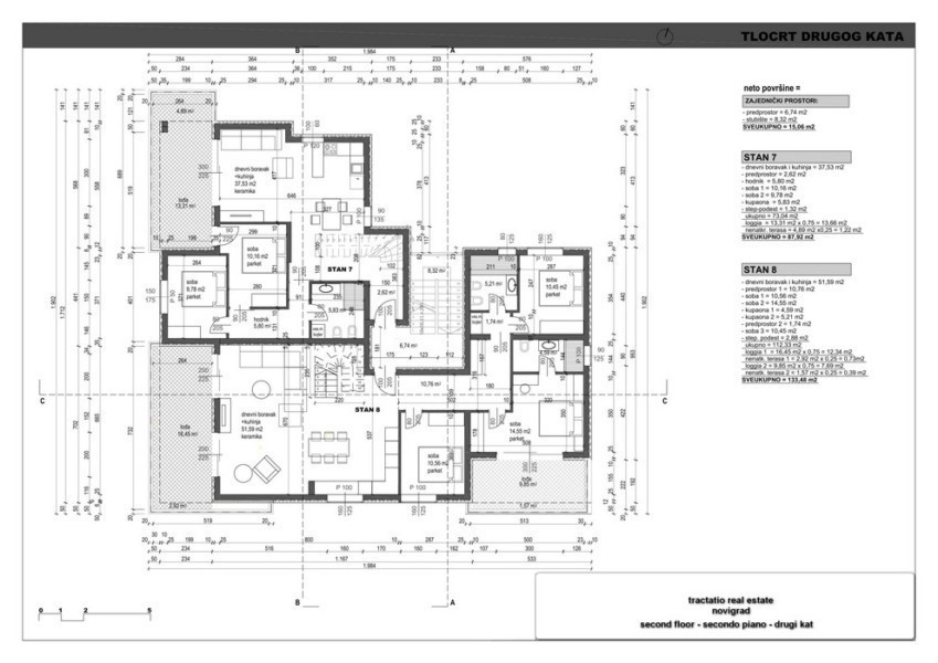 Attico con una terrazza sul tetto di 51.59 m2, Novigrad, Istria