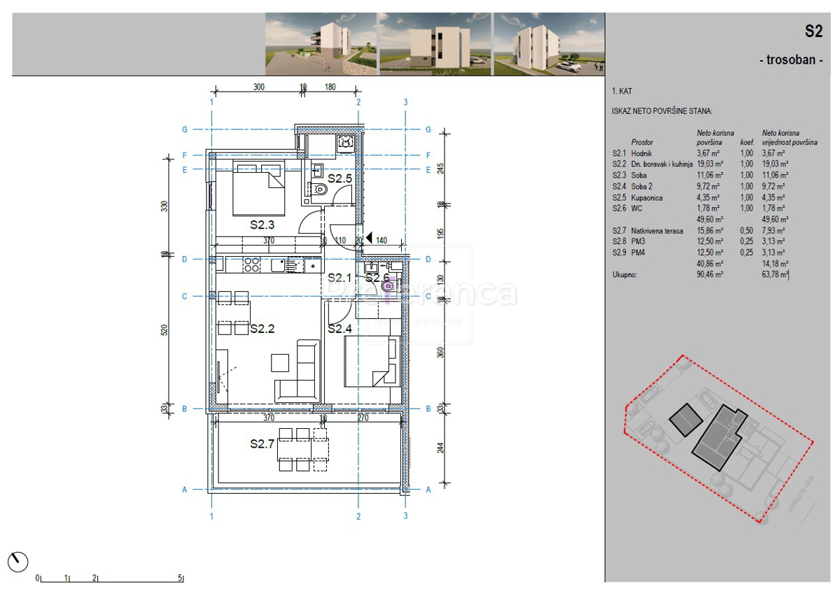 Novalja - appartamento trilocale al primo piano