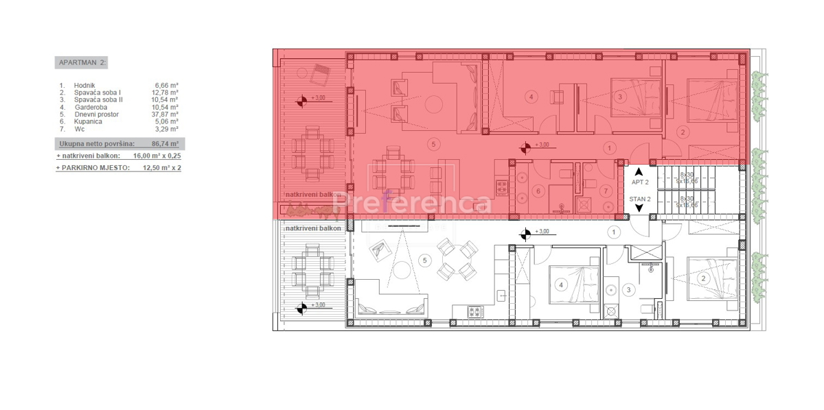 Novalja - trilocale al primo piano