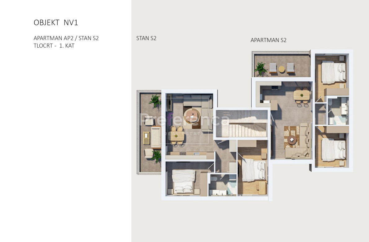 Novalja - appartamento bilocale al PRIMO PIANO