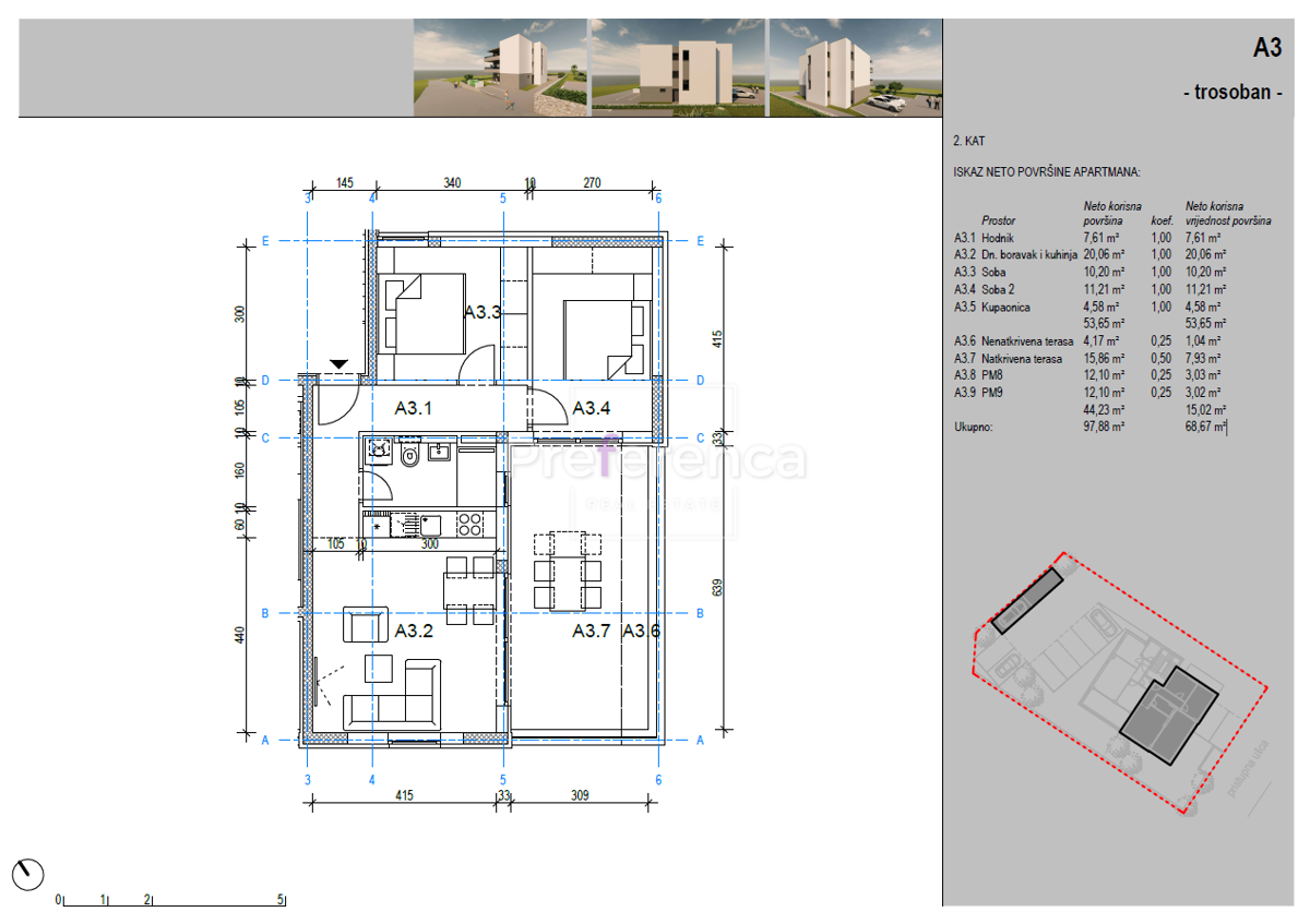 Novalja - appartamento trilocale al secondo piano