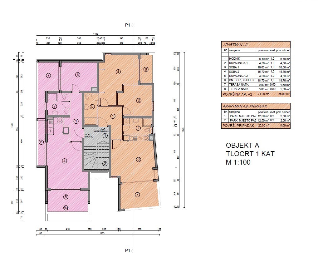 Novalja - appartamento con due camere da letto al primo piano