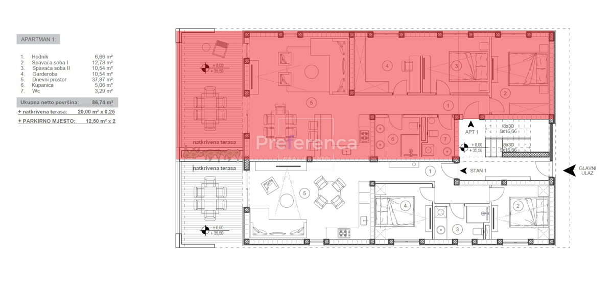 Novalja - appartamento trilocale al piano terra
