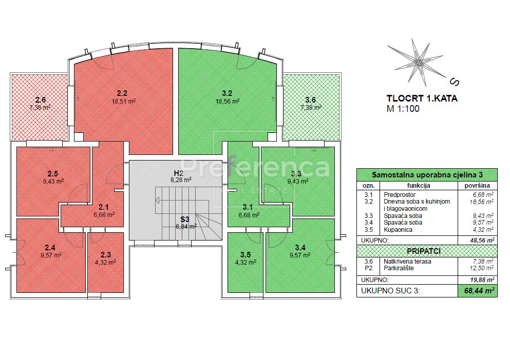 Novalja, posizione tranquilla – appartamento con due camere al primo piano
