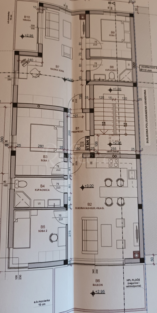 Attico vista mare, 3 camere da letto, 2. piano, 96 m2, parcheggio, Medolino, NUOVO