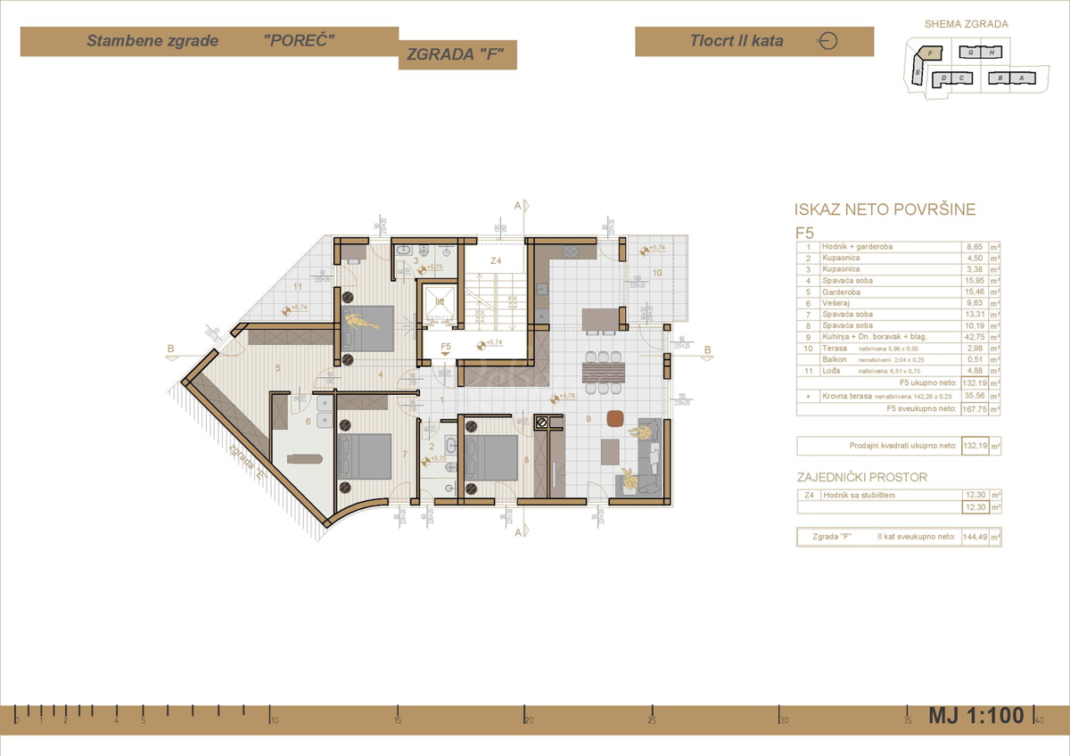 CROAZIA, ISTRIA, POREČ: APPARTAMENTO ATTICO 170 m2, NUOVA COSTRUZIONE