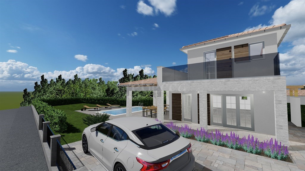 Villa con piscina, 158 m2, 4 camere da letto, vicino a Juršić, NUOVA