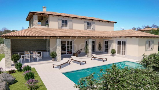 Una villa con piscina in un complesso mediterraneo nelle vicinanze di Žminja