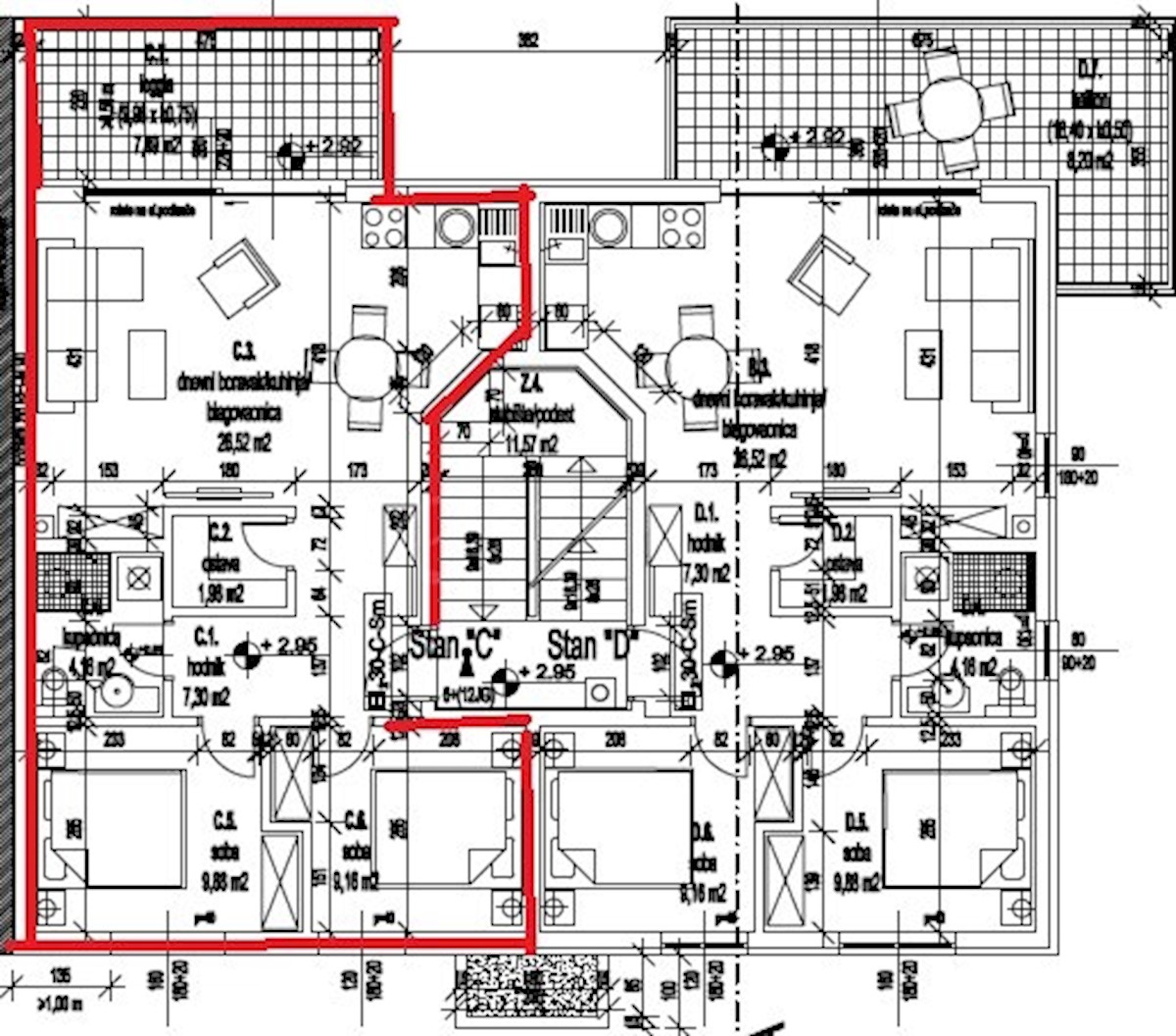 Appartamento al 1° piano, 66,50 m2, Valbandon, NUOVO