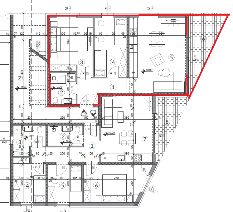 GIZ-587 Appartamento al piano terra, 61 m2, 2 camere da letto, terrazzo, parcheggio, Peroj