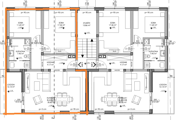 Appartamento al 1° piano, 120 m2, 2 camere da letto, garage, parcheggio, Štinjan, NUOVO