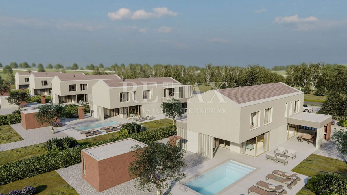 Labin - nuova costruzione con piscina e ampio giardino