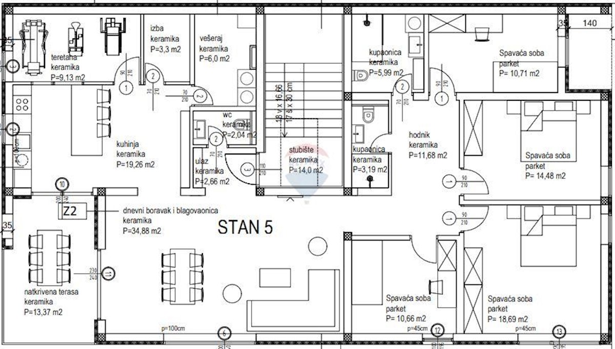 Appartamento Kanfanar, 166m2