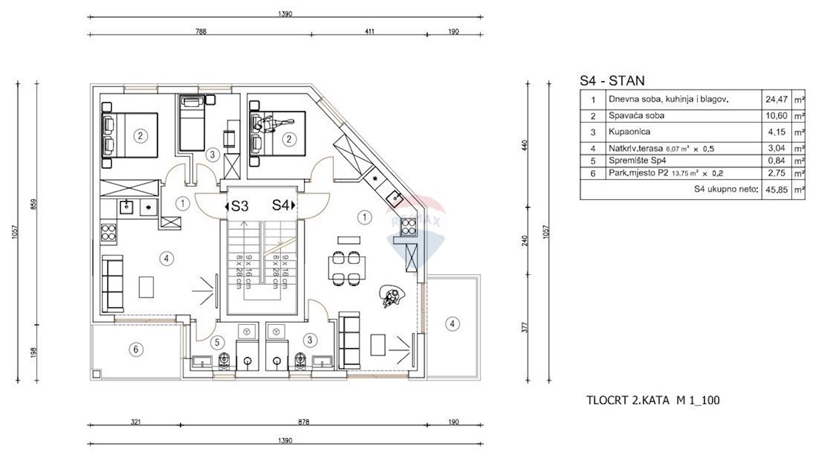 Appartamento Šijana, Pula, 45,85m2