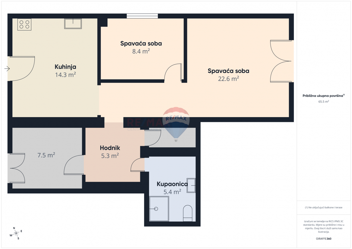 Appartamento di 75 m² in zona tranquilla vicino alle spiagge – due terrazze e posto auto