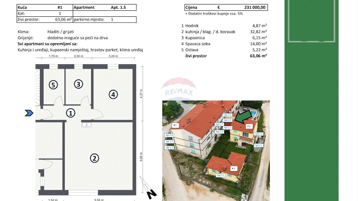 Appartamento Buje, 63,06m2