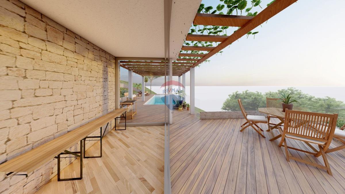 ISTRIA, PLOMIN - Terreno edificabile con progetto e vista mare