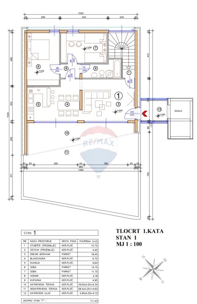 Appartamento Pećine, Rijeka, 111,43m2