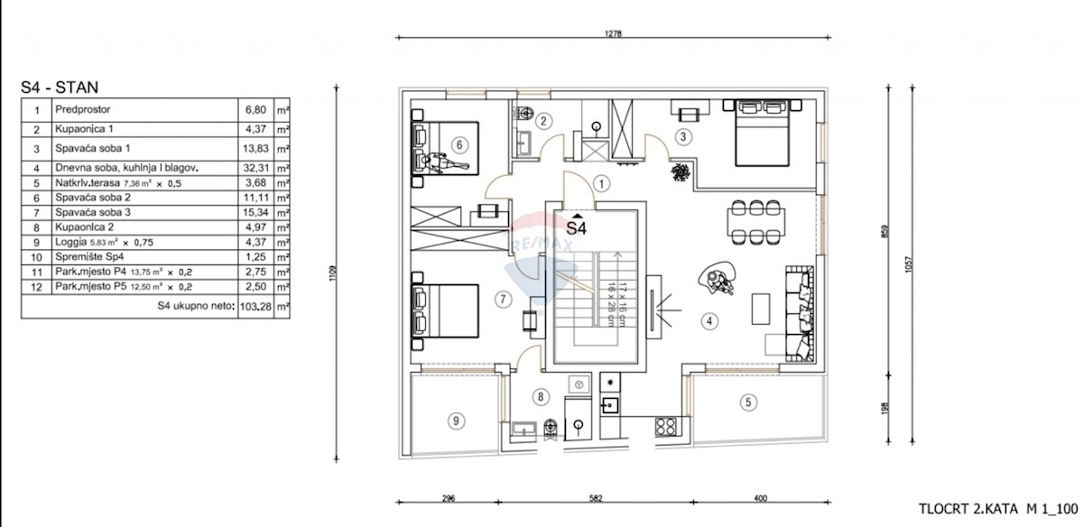 Appartamento Šijana, Pula, 103,28m2