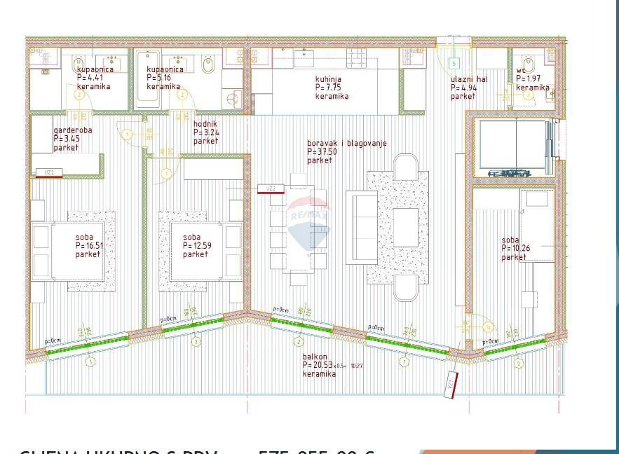 Appartamento Poreč, 128,31m2