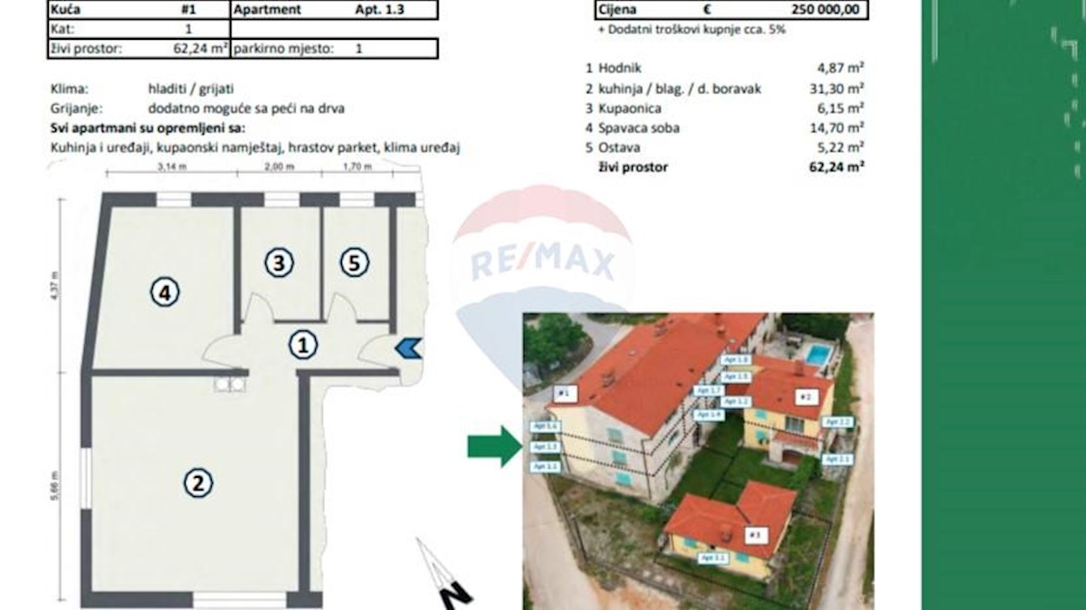 Appartamento Buje, 62,24m2