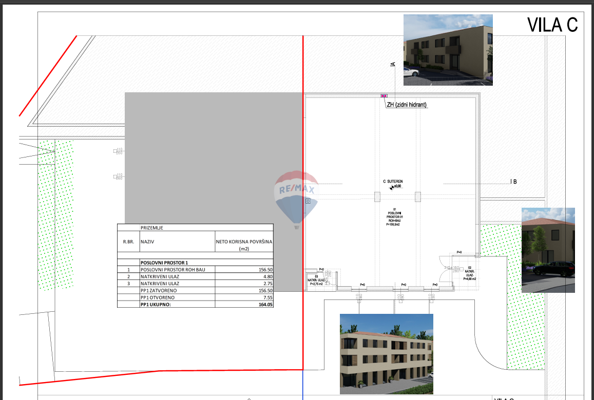 Istria, centro di Barbana – Locale commerciale in nuova costruzione, 164,05 m2