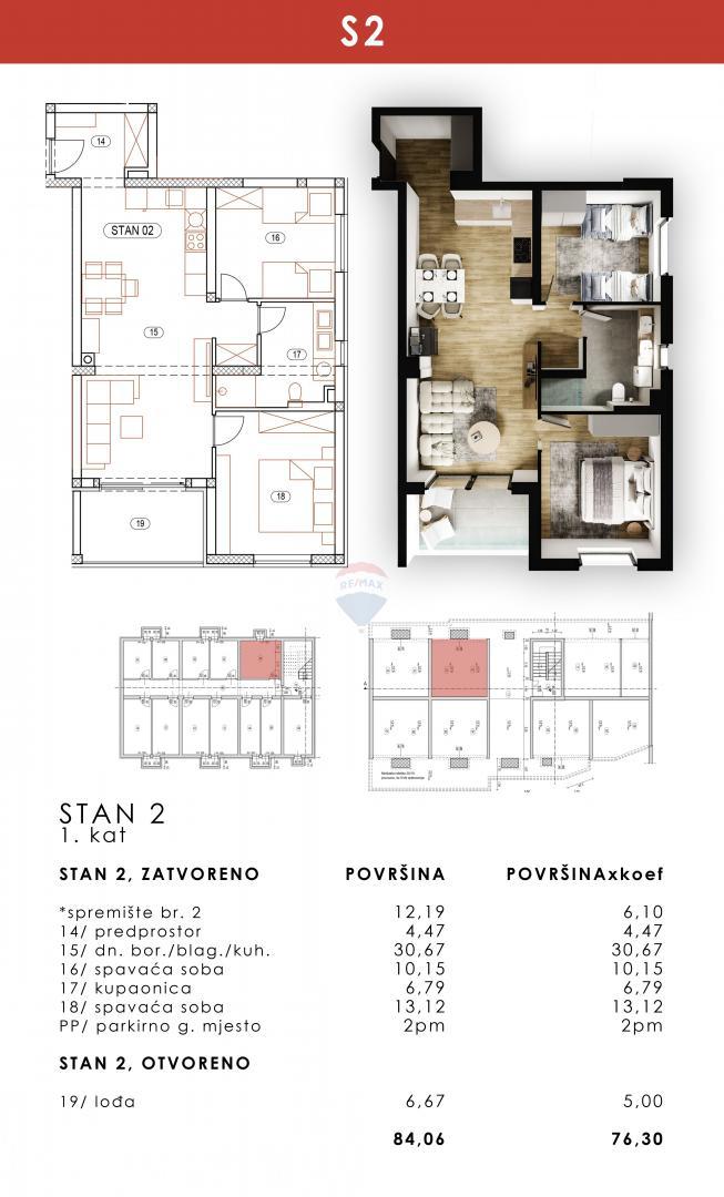 Appartamento Rešetari, Kastav, 72,55m2