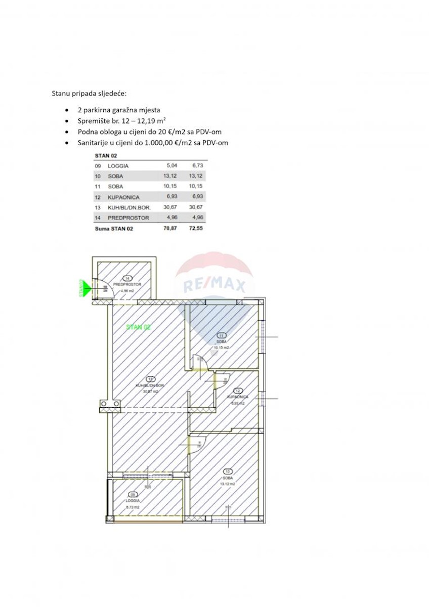 Appartamento Rešetari, Kastav, 72,55m2