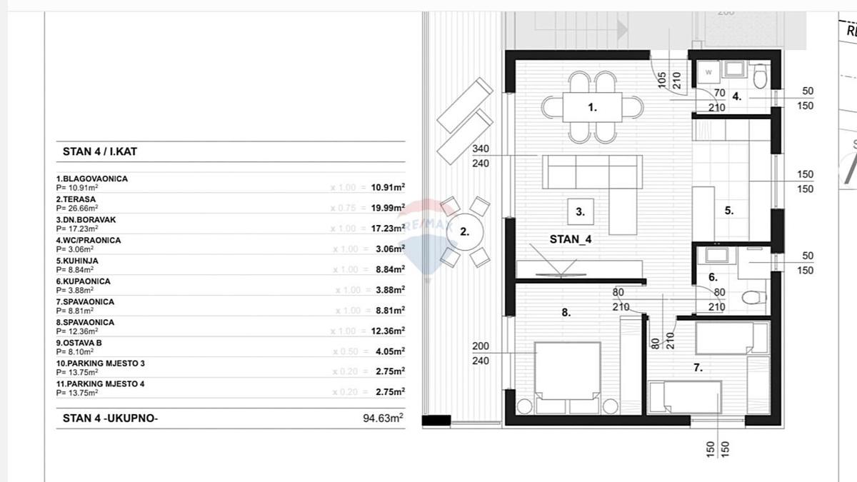 Appartamento Umag, 94,63m2