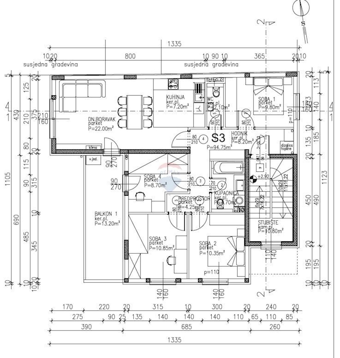 Appartamento Sigečica, Trnje, 102m2