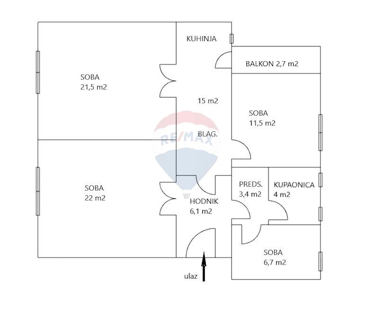 Appartamento Donji grad, Donji Grad, 90m2