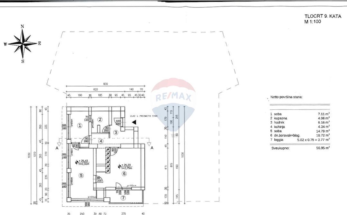 Appartamento Krnjevo, Rijeka, 56,95m2