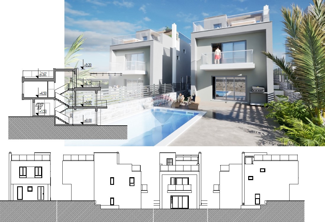 Progetto esclusivo! Villa moderna con terrazza panoramica e piscina, Primošten