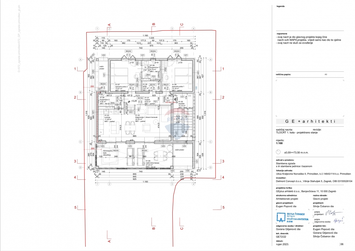 Appartamento con due camere da letto con arredamento di alta qualità al 1° piano, 97,15 m², Primošten