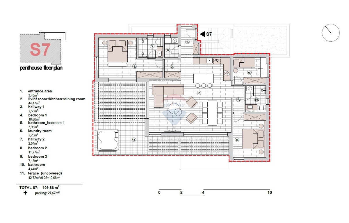 Attico di lusso con tre camere da letto e vista panoramica (S7), Primošten