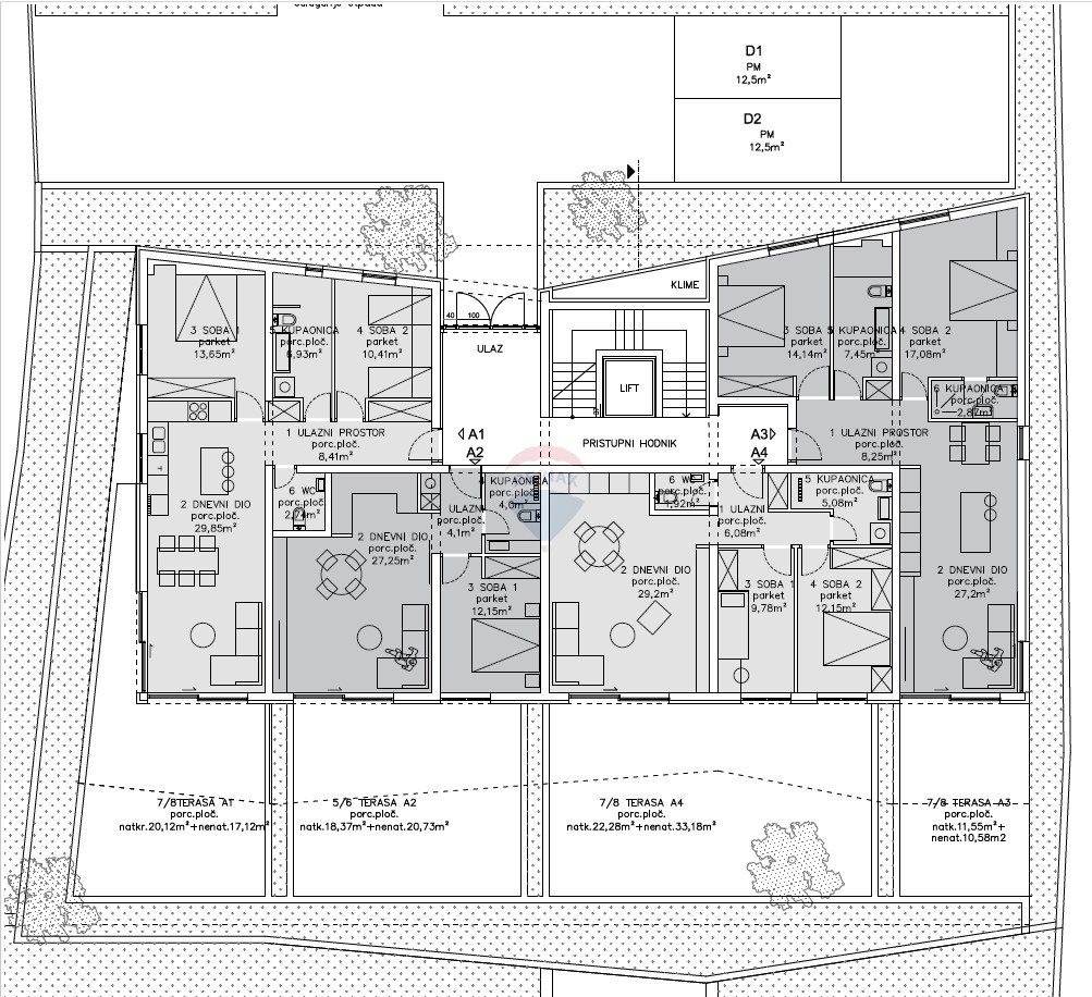 Appartamento con due camere da letto al piano terra con ampia terrazza e garage (A3), Primošten