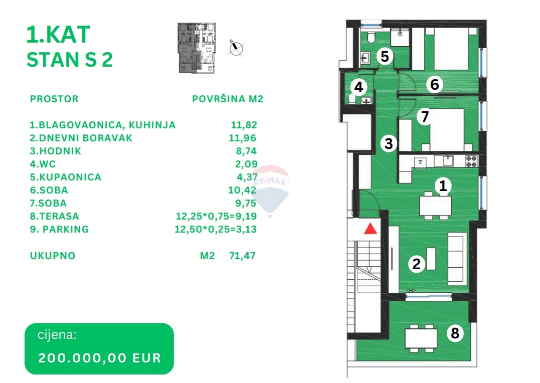 Appartamento Brodarica, Šibenik - Okolica, 71,47m2