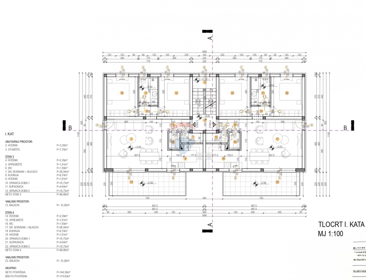 Appartamento con due camere da letto 77,81 m2 Stivašnica, Rogoznica