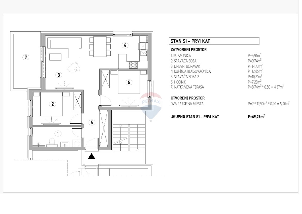 Appartamento Brodarica, Šibenik - Okolica, 69,29m2