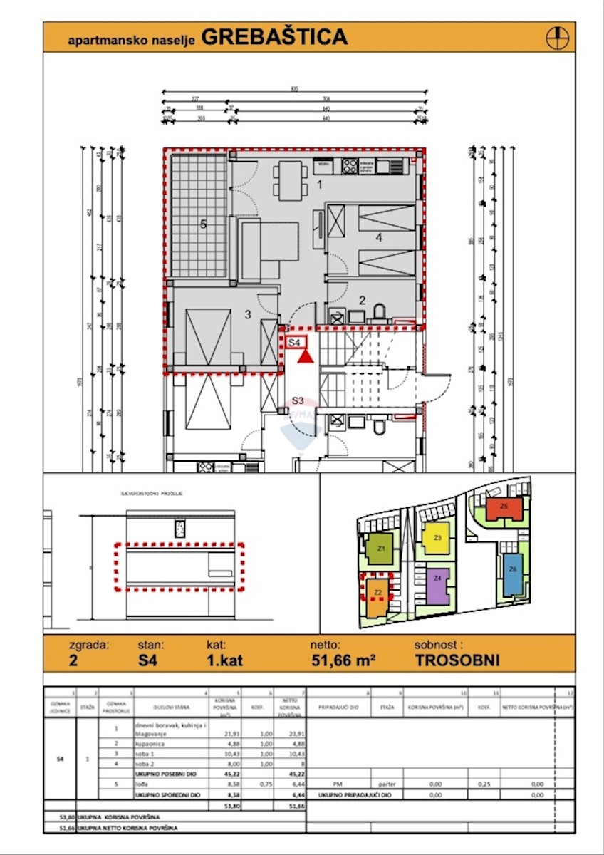 Appartamento Grebaštica, Šibenik - Okolica, 54,79m2