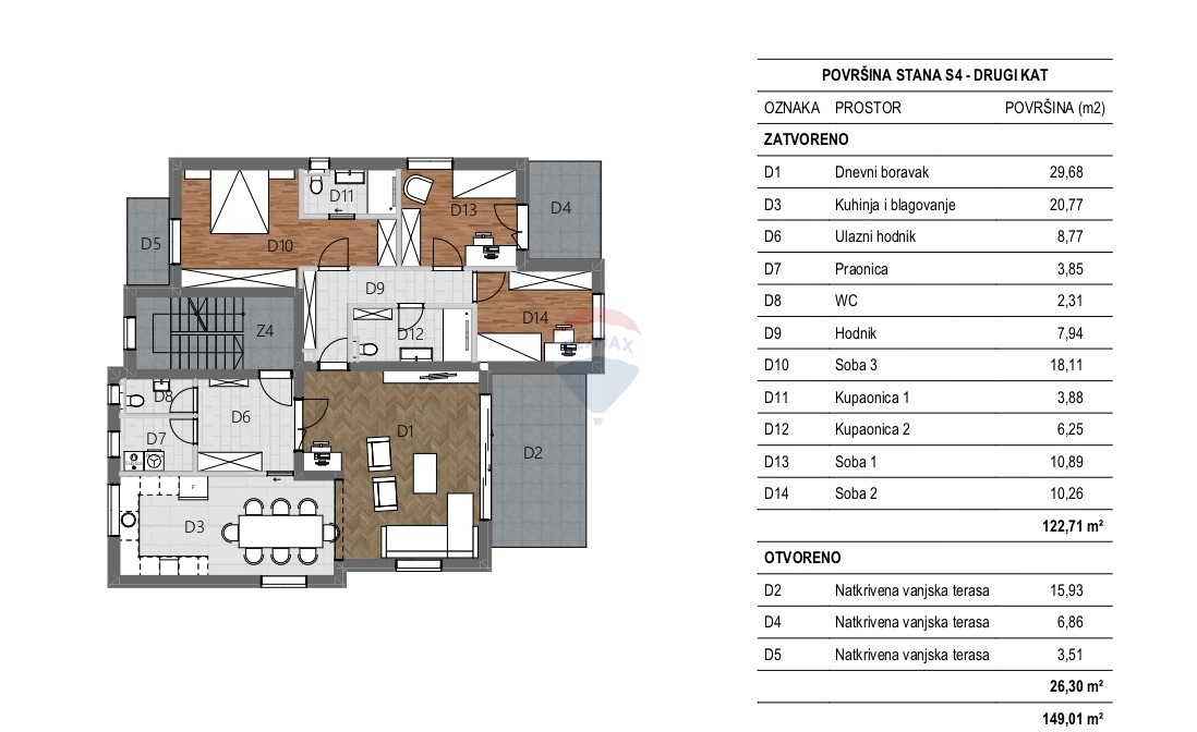 Appartamento Vidici, Šibenik, 135,86m2